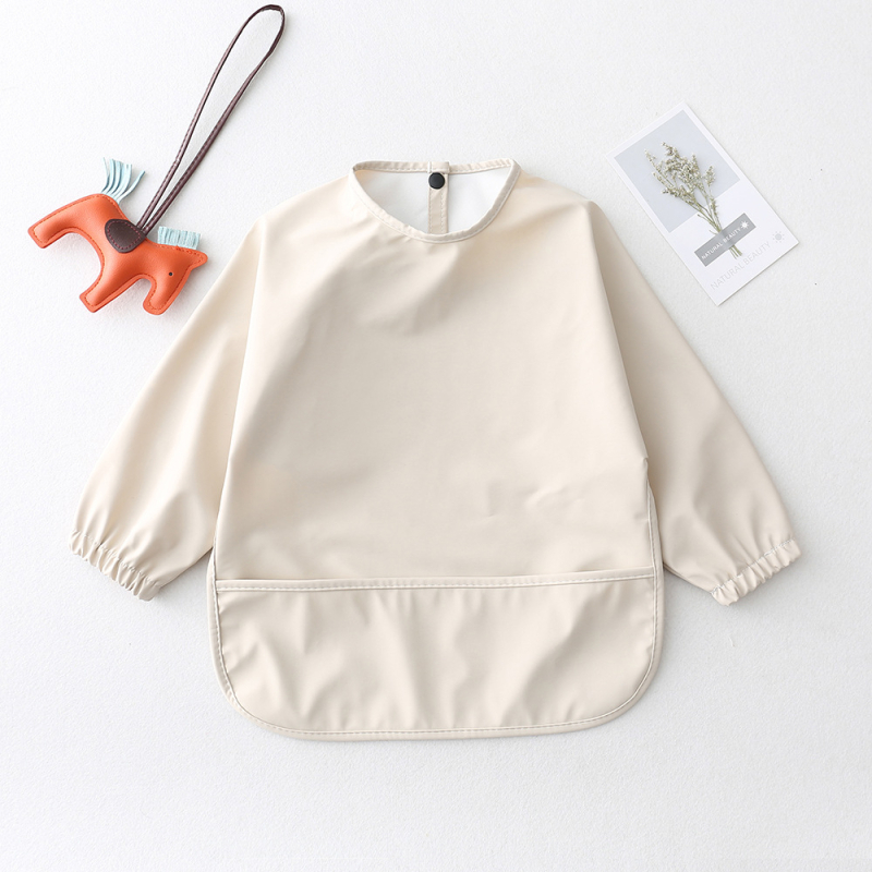 Daniški vaikiški ilgomis rankovėmis pu sijonėliai su persirengimo efektu kūdikio valgomojo drabužiams, itin minkšti, vandeniui atsparūs, vientisos spalvos, su ryžių kišenėmis, apsaugantys nuo nešvarumų maitinimo drabužiams