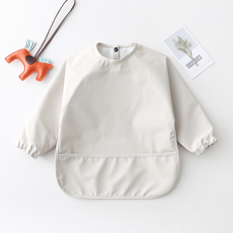 Daniški vaikiški ilgomis rankovėmis pu sijonėliai su persirengimo efektu kūdikio valgomojo drabužiams, itin minkšti, vandeniui atsparūs, vientisos spalvos, su ryžių kišenėmis, apsaugantys nuo nešvarumų maitinimo drabužiams