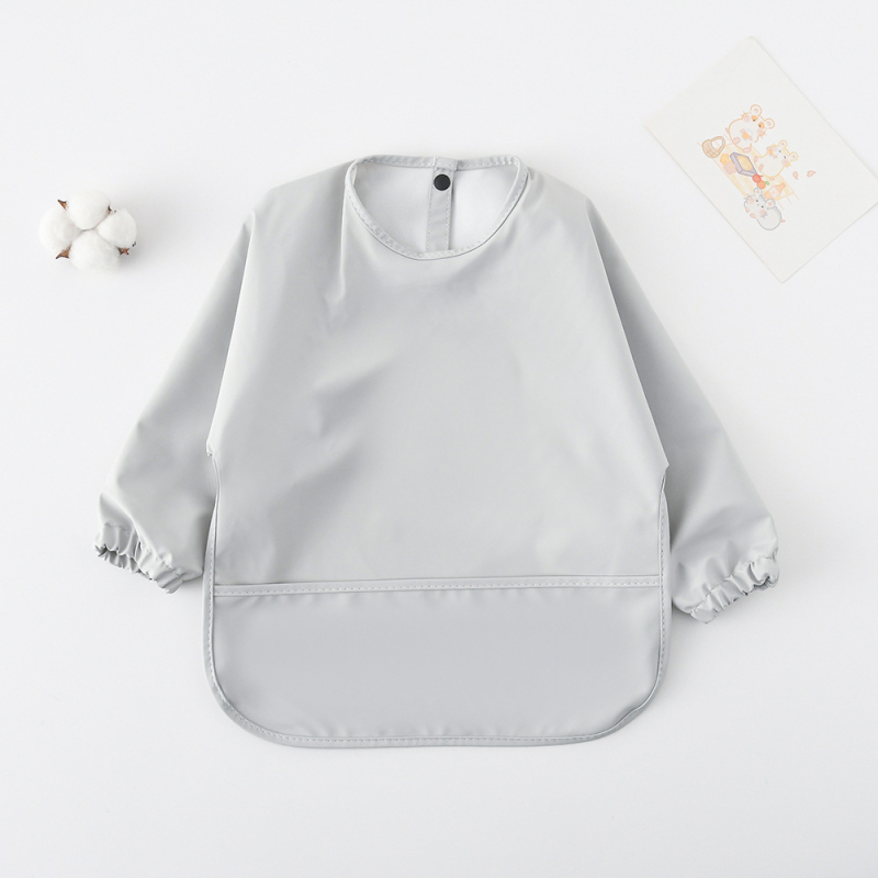 Daniški vaikiški ilgomis rankovėmis pu sijonėliai su persirengimo efektu kūdikio valgomojo drabužiams, itin minkšti, vandeniui atsparūs, vientisos spalvos, su ryžių kišenėmis, apsaugantys nuo nešvarumų maitinimo drabužiams
