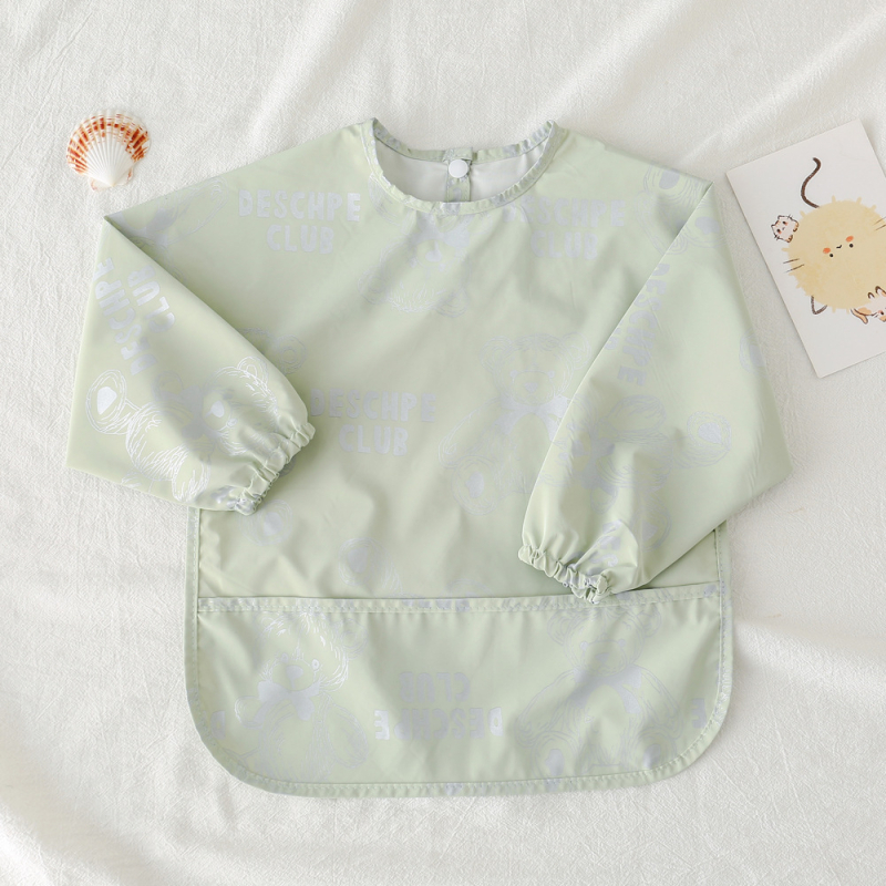 Daniški vaikiški ilgomis rankovėmis pu sijonėliai su persirengimo efektu kūdikio valgomojo drabužiams, itin minkšti, vandeniui atsparūs, vientisos spalvos, su ryžių kišenėmis, apsaugantys nuo nešvarumų maitinimo drabužiams