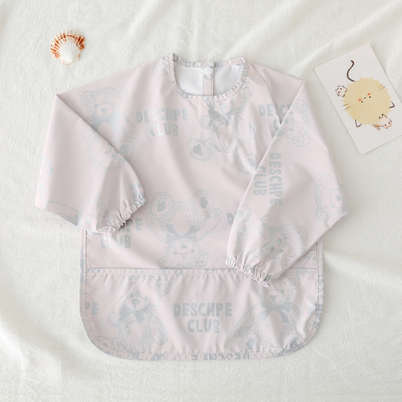 Daniški vaikiški ilgomis rankovėmis pu sijonėliai su persirengimo efektu kūdikio valgomojo drabužiams, itin minkšti, vandeniui atsparūs, vientisos spalvos, su ryžių kišenėmis, apsaugantys nuo nešvarumų maitinimo drabužiams