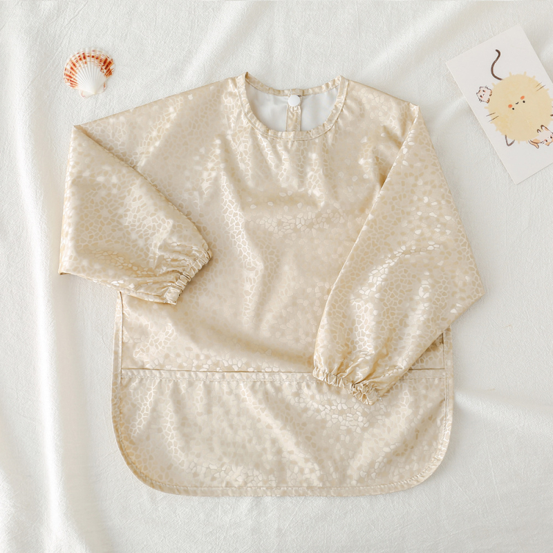 Daniški vaikiški ilgomis rankovėmis pu sijonėliai su persirengimo efektu kūdikio valgomojo drabužiams, itin minkšti, vandeniui atsparūs, vientisos spalvos, su ryžių kišenėmis, apsaugantys nuo nešvarumų maitinimo drabužiams