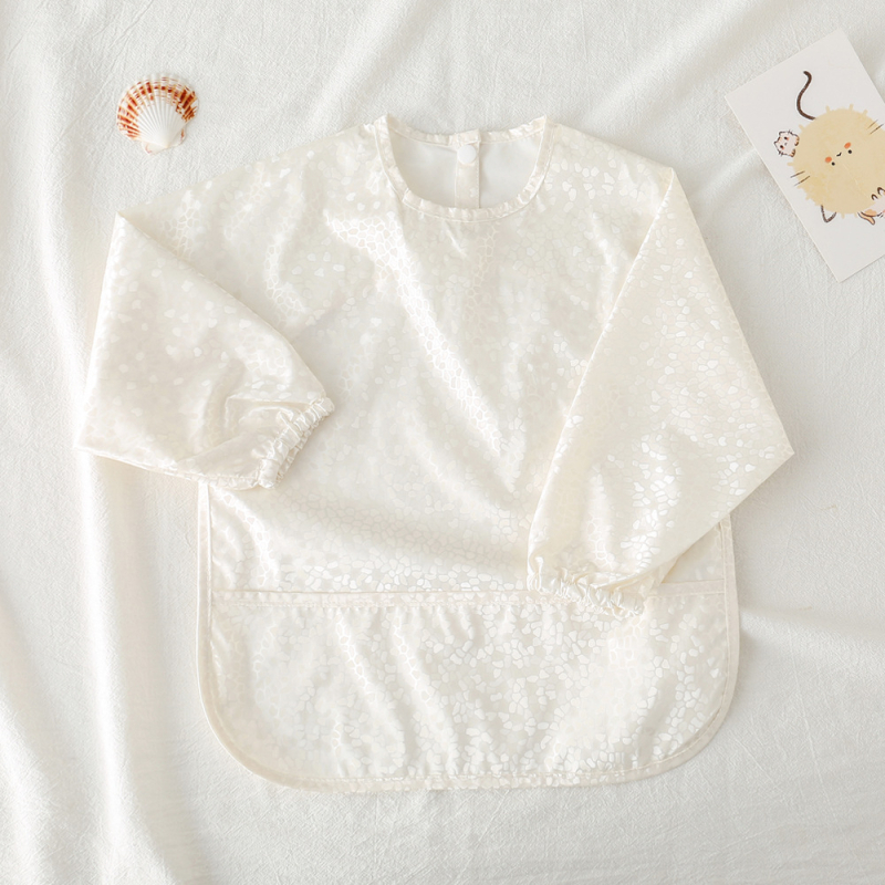 Daniški vaikiški ilgomis rankovėmis pu sijonėliai su persirengimo efektu kūdikio valgomojo drabužiams, itin minkšti, vandeniui atsparūs, vientisos spalvos, su ryžių kišenėmis, apsaugantys nuo nešvarumų maitinimo drabužiams