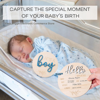 Ξύλινη πινακίδα καλωσορίσματος νεογέννητου για αγόρι και κορίτσι, με πολύχρωμη τρισδιάστατη πινακίδα αποκάλυψης φύλου για γέννηση μωρού