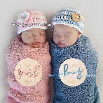 Ξύλινη πινακίδα καλωσορίσματος νεογέννητου για αγόρι και κορίτσι, με πολύχρωμη τρισδιάστατη πινακίδα αποκάλυψης φύλου για γέννηση μωρού