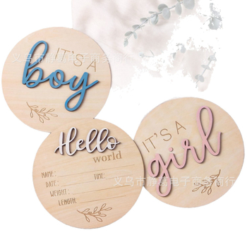 Ξύλινη πινακίδα καλωσορίσματος νεογέννητου για αγόρι και κορίτσι, με πολύχρωμη τρισδιάστατη πινακίδα αποκάλυψης φύλου για γέννηση μωρού