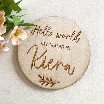 Ξύλινη πλακέτα αναγγελίας γέννησης με το όνομα του μωρού, ξύλινη πλακέτα, ροκανίδια ξύλου, ξύλινη πινακίδα Hello World, αναμνηστική