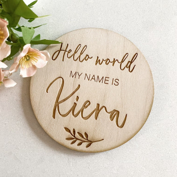 Isetegemise puidust sünniteate tahvel beebi nimega, puidust tahvel, puidulaast, Tere Maailm puidust silt, mälestuseks