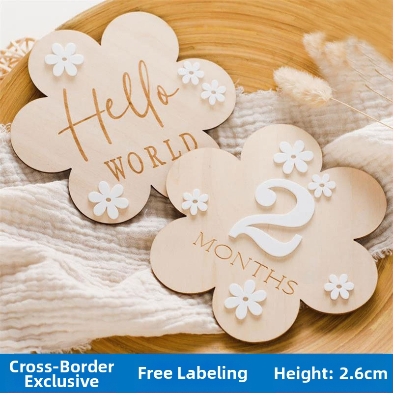 Vastsündinud beebi foto mälestuslilled jaanuari-detsembri sünnipäevafoto mälestuskaunistused puidust lilled verstapostimänguasjad