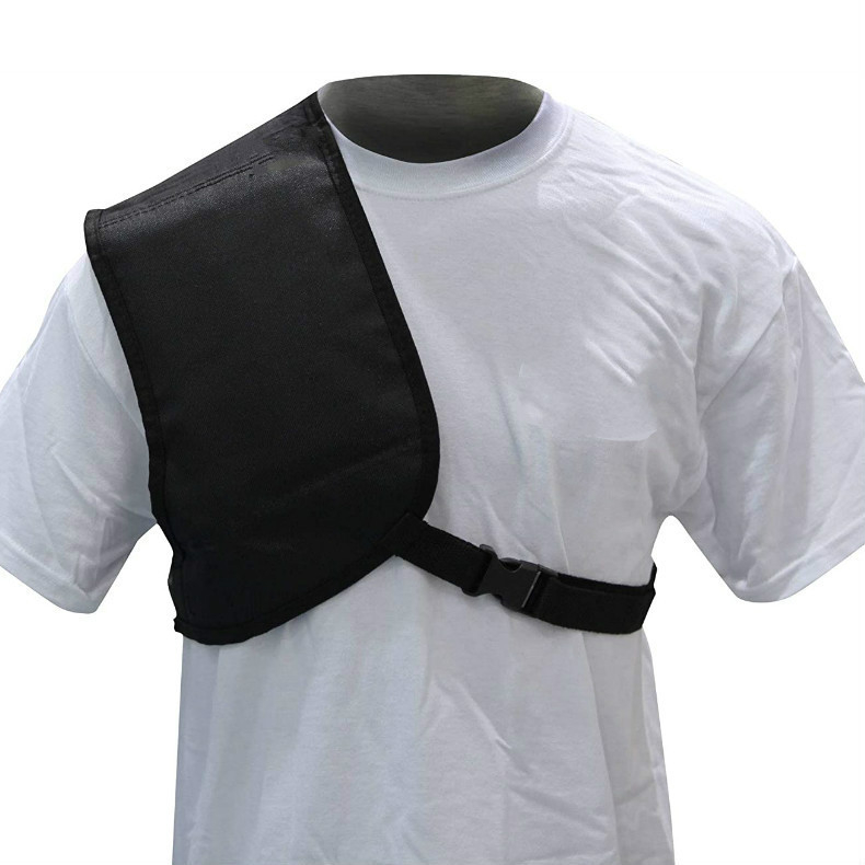 Põlvkond reguleeritavat õlarihma, põrutuskindlat õlapadja parema õla kaitseks, kulumisvastane piire ületav padi