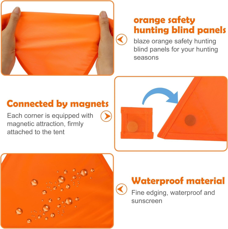 Piiriülene uus toode, 4-osaline veekindel jahipidiklamber, oranž turvapaneel 12 magnetilise nupu ja hoiukotiga