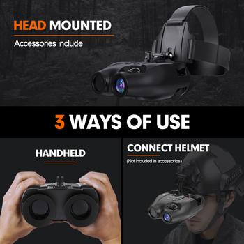 Dienas un nakts fotografēšanas divējāda lietojuma 1080P IP66 āra HD nakts redzamības infrasarkanais teleskops binoklis binoklis, kas piestiprināts pie galvas