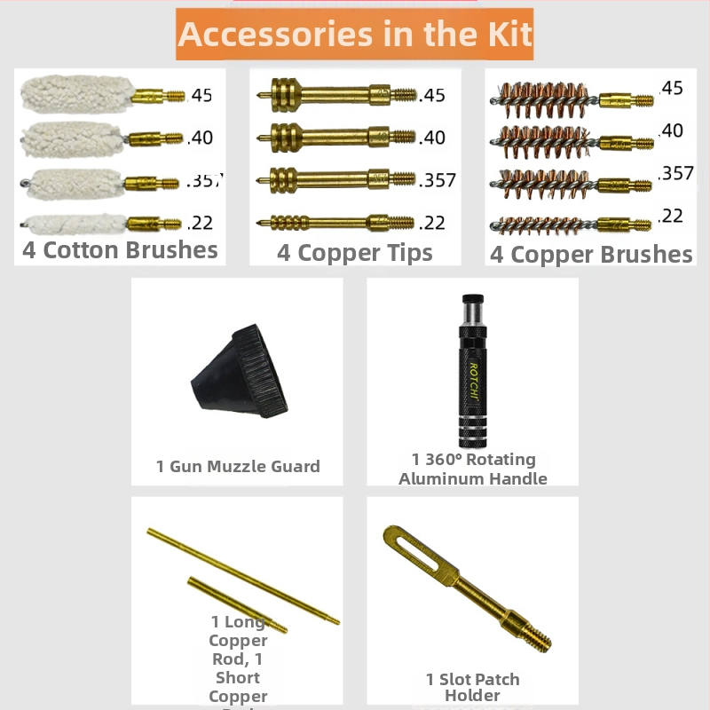 Relvapuhastuskomplektid. 177 .223 .308 kaliibriga 5,56 mm 7,62 mm 12 harjaga puhastusvahend