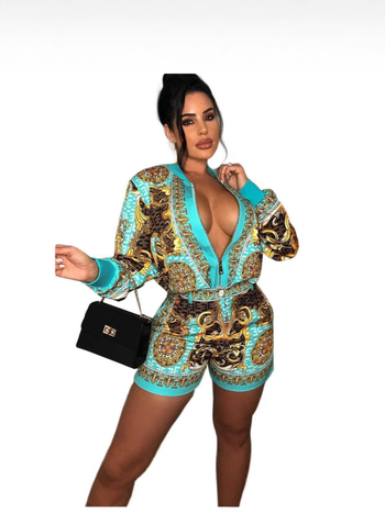 Amazon AliExpressi sõltumatu jaama Euroopa ja Ameerika piiriülesed naiste lühikesed püksid trükitud kaheosaline komplekt