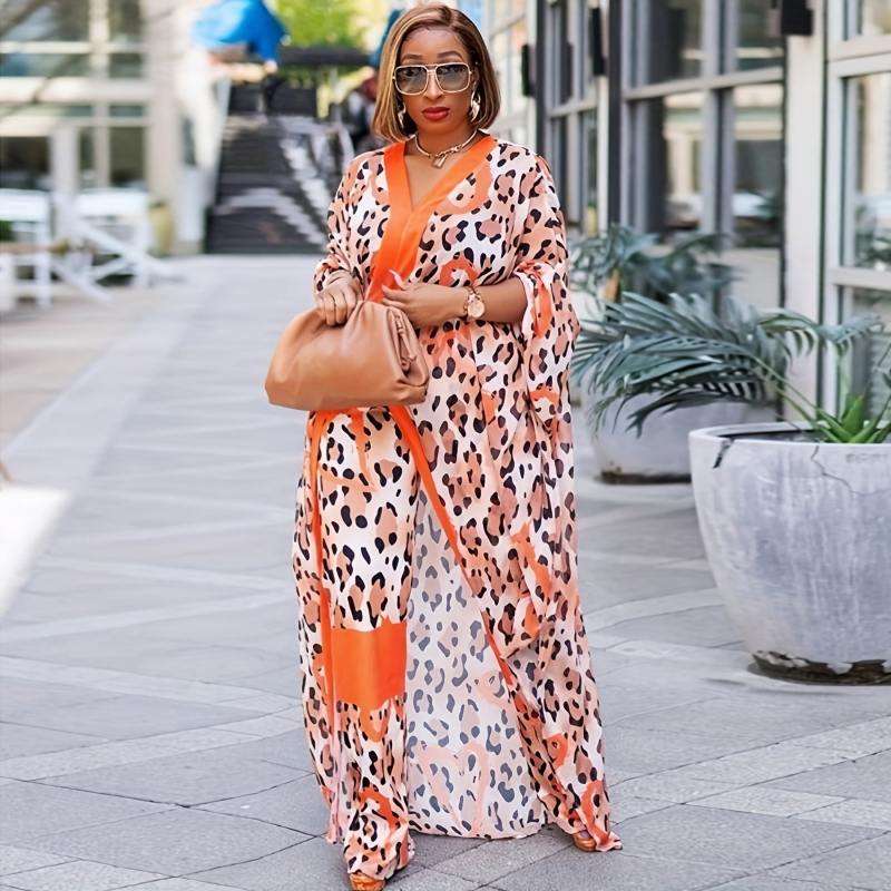 Euroopa ja Ameerika Ühendriikide piiriülene Amazoni väliskaubanduskleit, digitaaltrükk, ebakorrapärane kardigan, lahtised püksid, kaheosaline hommikumantel