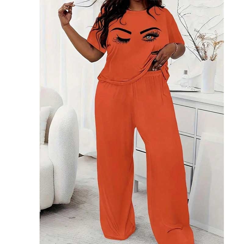 Naiste suvine lihtne vabaaja lühikeste varrukatega pükste pidžaama kaheosaline komplekt