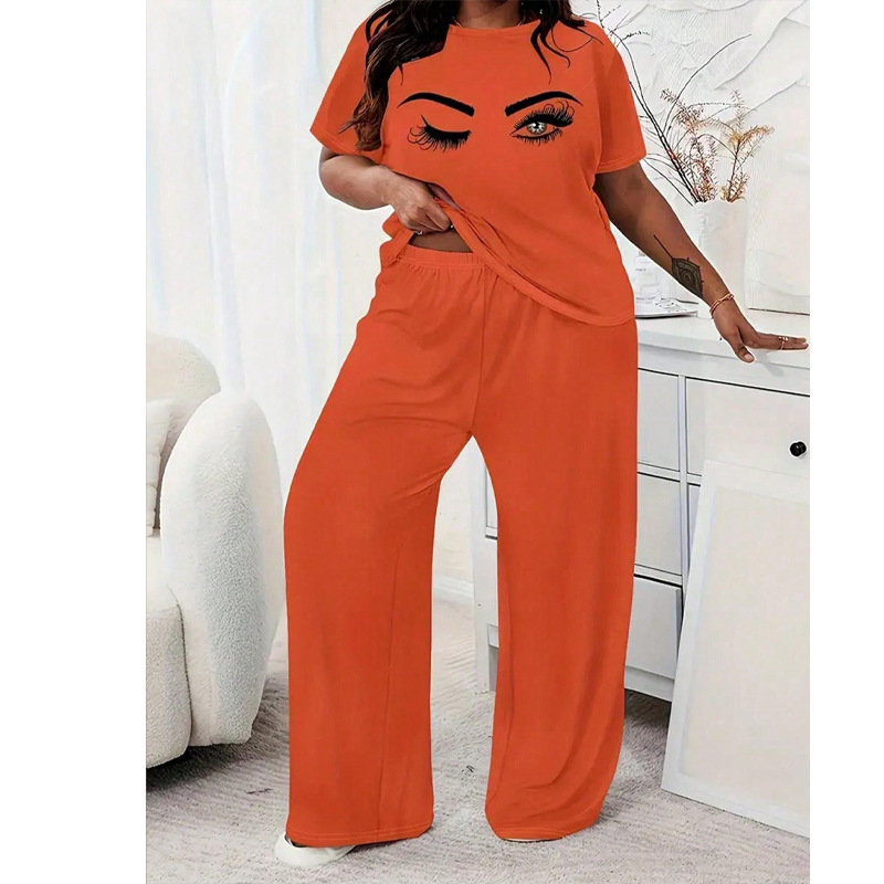 Naiste suvine lihtne vabaaja lühikeste varrukatega pükste pidžaama kaheosaline komplekt