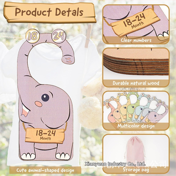 Трансгранична преграда за бебешки дрехи от дърво с двустранен UV печат, печат на анимационни животни, преграда за бебешки гардероб