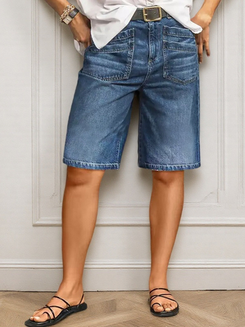 Amazon Aliexpressi Euroopa ja Ameerika väliskaubanduse piiriülesed pestud venivad keskmise vöökohaga sirged teksad, retroharjatud keskmise pikkusega püksid naistele