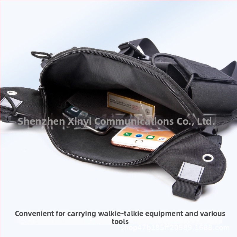 Черна чанта за гърди с голям капацитет, уоки-токи, чанта за гърди, езда, спортна чанта, ловна чанта на открито, носеща оборудване, инструменти за работа