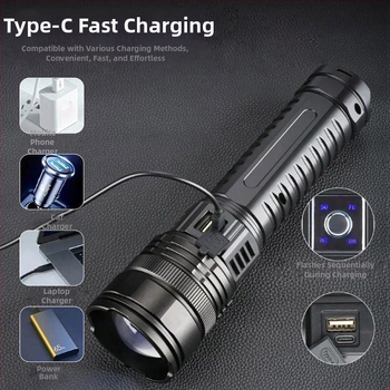 Τηλεσκοπικός φακός ζουμ με λευκό λέιζερ που διαπερνά τον ουρανό, υψηλής ισχύος ηλεκτρικός φακός με εξαιρετικά μεγάλη εμβέλεια και δυνατό φως