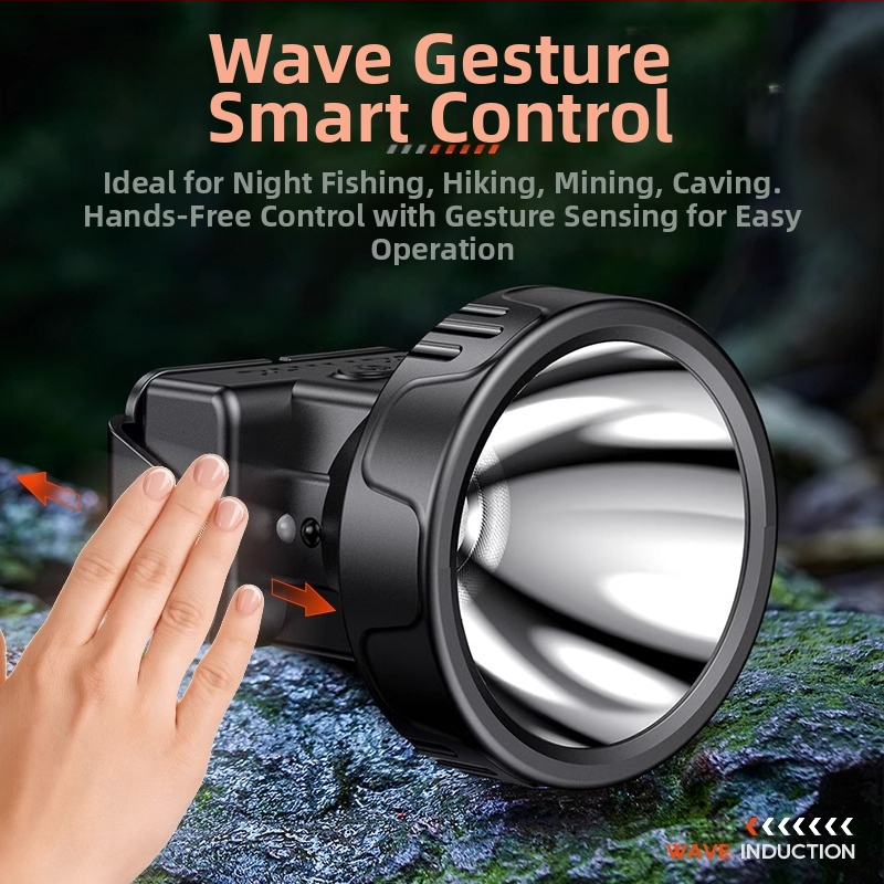 Philips сензорен челник, супер ярък, за риболов на открито, специален фенер за монтиране на главата, силна светлина, ултра дълъг живот на батерията, презареждащ се