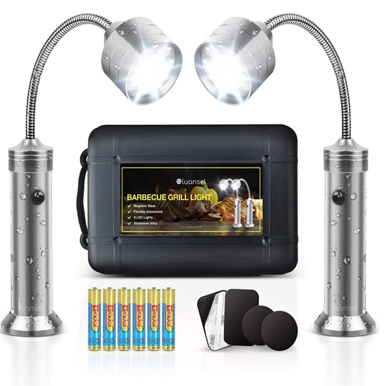 Határokon átnyúló 9LED-es zseblámpa mágneses munkalámpával, hajlítható autójavító vészvilágítással, tömlős grilllámpával