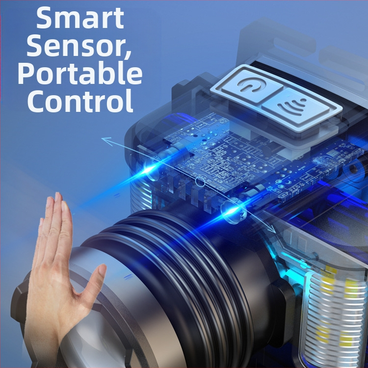 Трансграничен горещ продаван индукционен бял лазер USB зареждане Червен Син Бял LED оптичен зум многофункционален външен фар