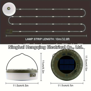 Външна къмпинг светлина с кожен кабел, дълъг живот, светодиодна цветна лента с ролетка, USB акумулаторна светлина за къмпинг, атмосфера на палатка