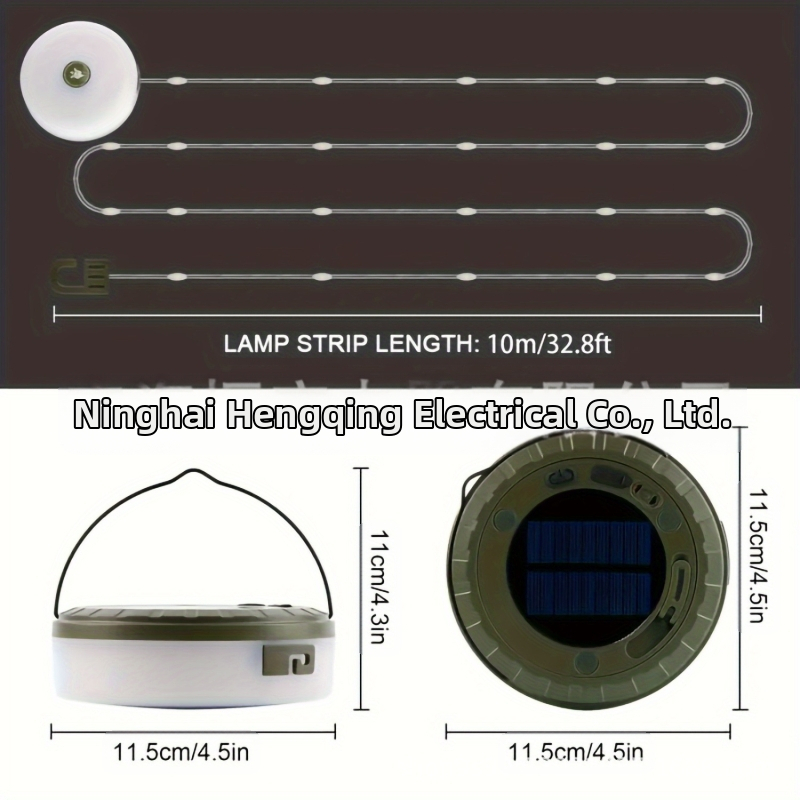 Външна къмпинг светлина с кожен кабел, дълъг живот, светодиодна цветна лента с ролетка, USB акумулаторна светлина за къмпинг, атмосфера на палатка