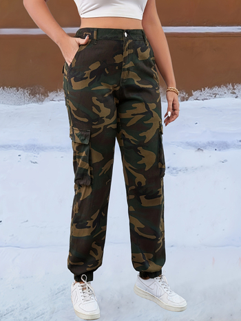 Ameerika trendi sügis- ja talveriided, mitme kotiga püksid, kamuflaažvärvi fliisvoodriga, soojad elastsed lahtise ninaga püksid 18335