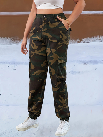 Ameerika trendi sügis- ja talveriided, mitme kotiga püksid, kamuflaažvärvi fliisvoodriga, soojad elastsed lahtise ninaga püksid 18335