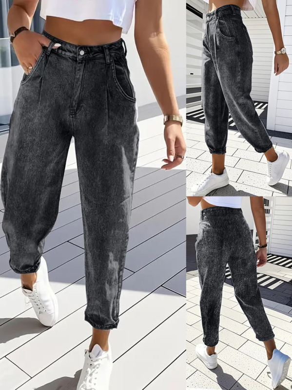Határokon átnyúló Amazon plus size női divatos, szűkülő szabású nadrág, retró, mosott farmer, lezser, kilencpontos szabású nadrág