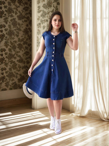 Пролетно ново дамско облекло за 2025 г. в европейски и американски стил, мода, ежедневни дрехи, най-продаваната дънкова рокля в Amazon