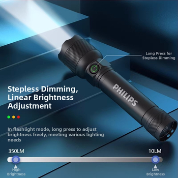 Φακός Philips Sfl2188 Ισχυρό φως Μεγάλης εμβέλειας Εξαιρετικά μεγάλη διάρκεια ζωής μπαταρίας Επαναφορτιζόμενος Μικρός μίνι φορητός οικιακός φακός