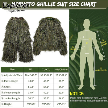 Στολή Ghillie, Στολή μάχης Playerunknown`s, Στολή μεταμφιέσεων, Στολή από μαλλί ζούγκλας, Μεταξωτή στολή ενηλίκων Cs Stealth, Στολή πεδίου