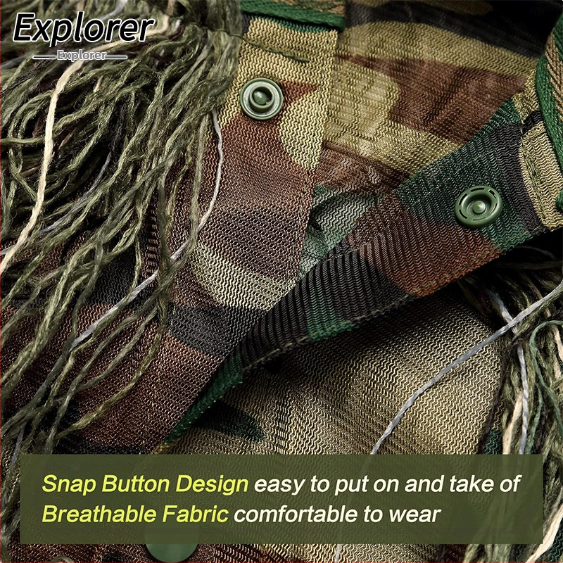 Маскировъчен костюм Ghillie, костюм за бойни полета на Playerunknown, костюм за маскиране от джунгла, вълнен копринен костюм за възрастни от CS, костюм за стелт полеви игри