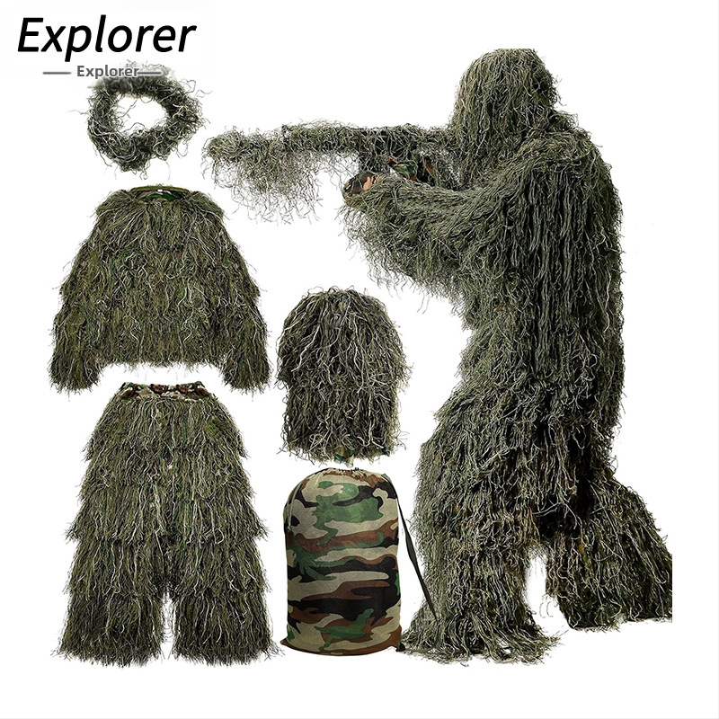 Маскировъчен костюм Ghillie, костюм за бойни полета на Playerunknown, костюм за маскиране от джунгла, вълнен копринен костюм за възрастни от CS, костюм за стелт полеви игри