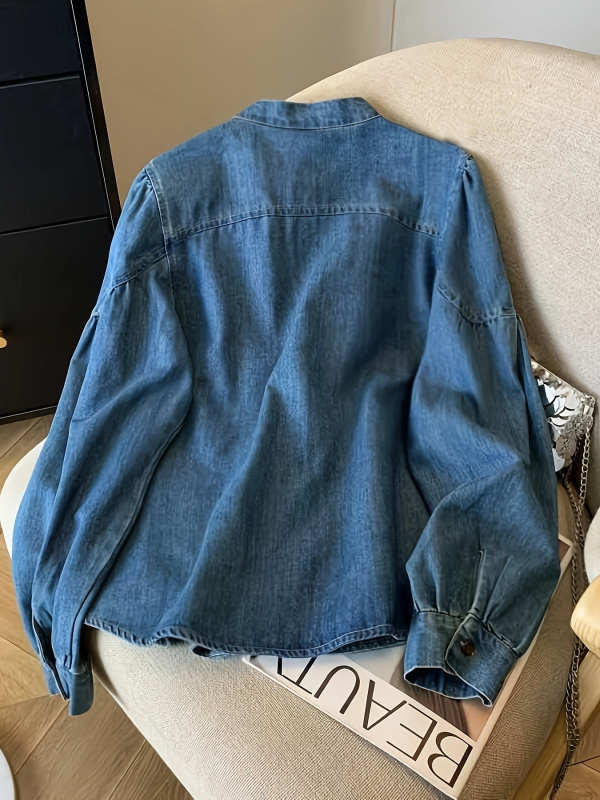 Moodne retro teksariie särk naiste vabaaja universaalne teksariie särk jope