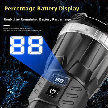 Νέος λευκός φακός λέιζερ με ισχυρό φως μεγάλης εμβέλειας, πολυλειτουργικός λαμπτήρας φωτισμού ABS, φόρτιση νυχτερινής λάμπας ψαρέματος, οθόνη ισχύος