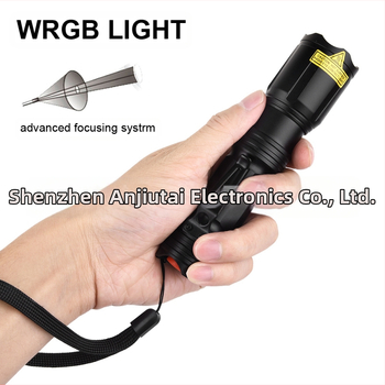 Διασυνοριακός φακός WRGB τεσσάρων χρωμάτων με τηλεσκοπικό ζουμ, ισχυρό φως, μεγάλης εμβέλειας LED, λευκό κόκκινο μπλε πράσινο φως σήματος