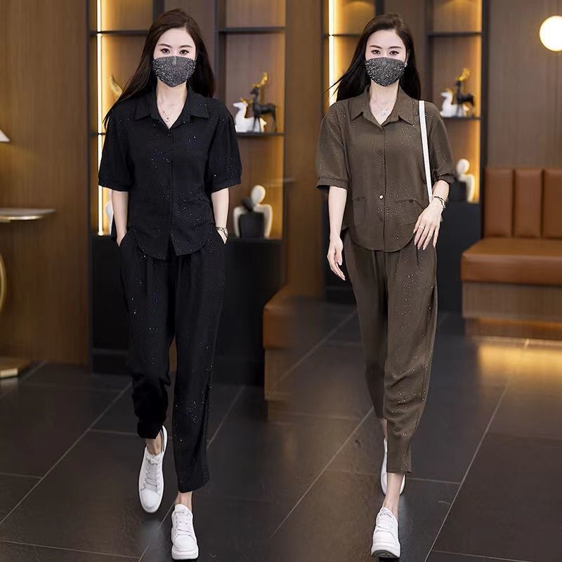 Naiste vanuse vähendav moodne särkülikond, komplekt 2024. aasta uuest noorest emast, mis katab välismaise stiiliga kaheosalise ülikonna.