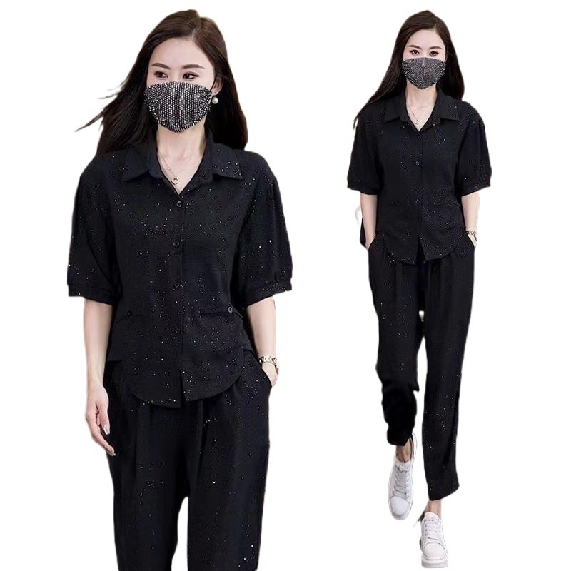 Naiste vanuse vähendav moodne särkülikond, komplekt 2024. aasta uuest noorest emast, mis katab välismaise stiiliga kaheosalise ülikonna.