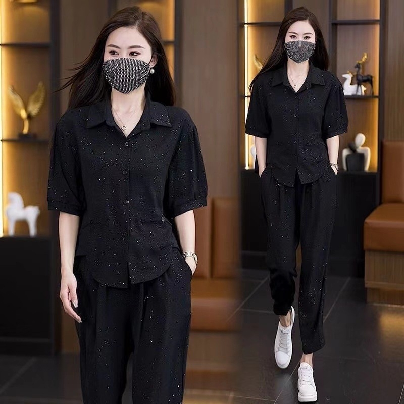 Naiste vanuse vähendav moodne särkülikond, komplekt 2024. aasta uuest noorest emast, mis katab välismaise stiiliga kaheosalise ülikonna.