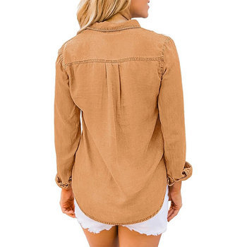 Персонализирани европейски и американски семпли и универсални ежедневни ризи от деним, ежедневни ежедневни топове, европейски и американски дрехи с дълъг ръкав