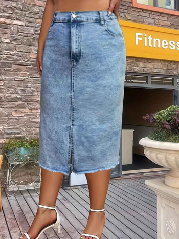 Nova proljetna i ljetna 2025. traper suknja za Europu i Ameriku, Amazon, prekogranična vanjska trgovina, uska, visoko elastična traper suknja za žene