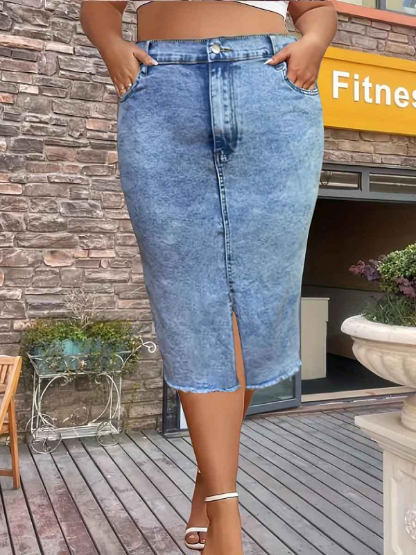 Nova proljetna i ljetna 2025. traper suknja za Europu i Ameriku, Amazon, prekogranična vanjska trgovina, uska, visoko elastična traper suknja za žene