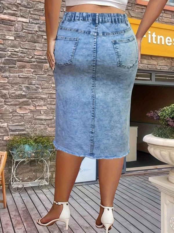 Nova proljetna i ljetna 2025. traper suknja za Europu i Ameriku, Amazon, prekogranična vanjska trgovina, uska, visoko elastična traper suknja za žene