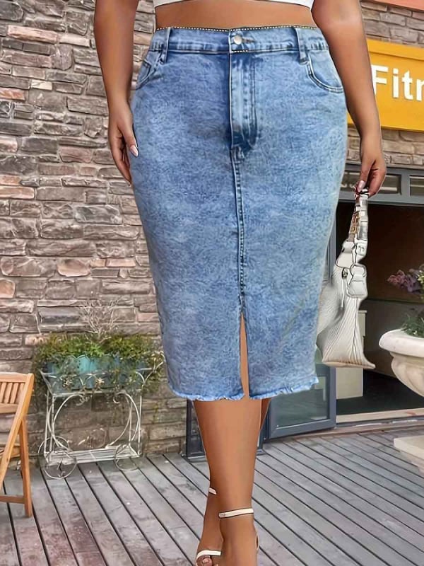 Nova proljetna i ljetna 2025. traper suknja za Europu i Ameriku, Amazon, prekogranična vanjska trgovina, uska, visoko elastična traper suknja za žene