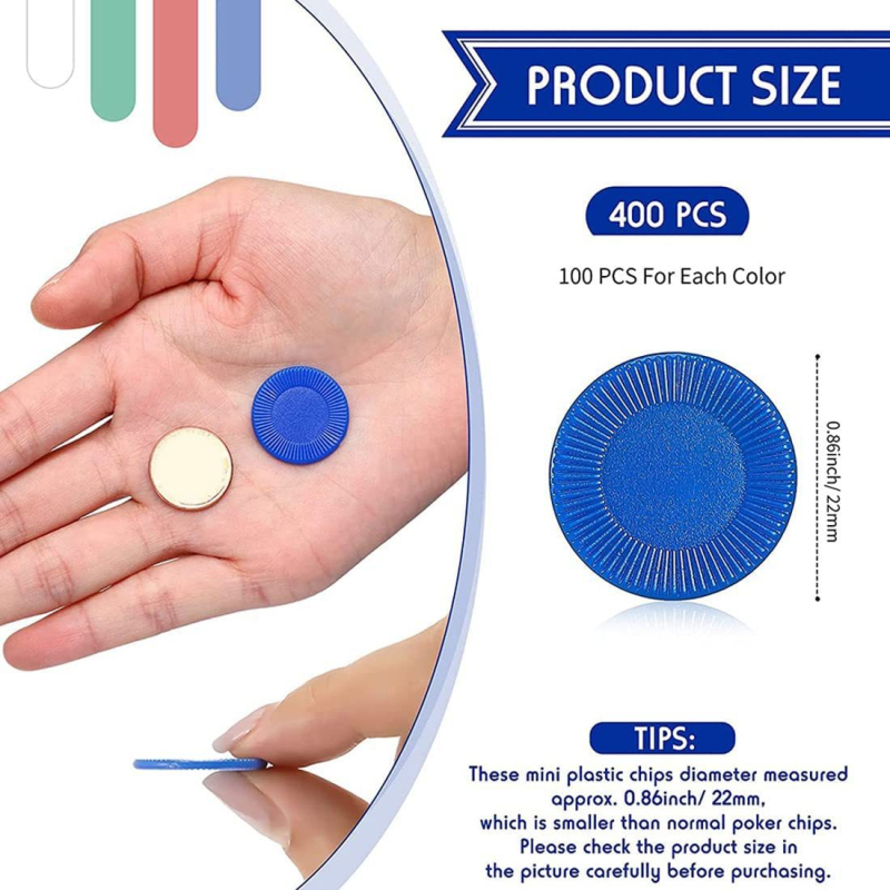 400 gabalu plastmasas pokera žetoni, spēļu žetoni, 4 krāsu skaitītāja karte spēļu skaitīšanai, bingo žetoni